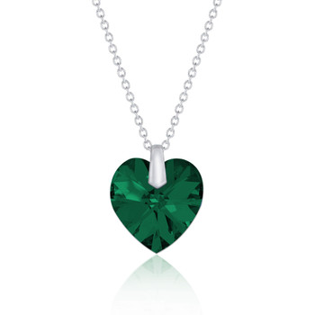 14mm  Heart Necklace  Made w/Swarovski Elements- Emerald