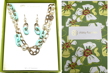 Daisy Fuentes Multi Chain Necklace & Earring Set- Beautifully Boxed