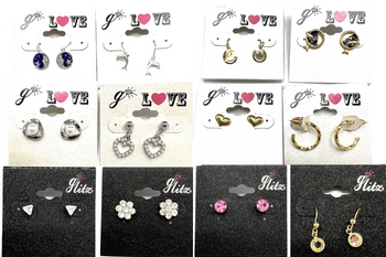 100  Pair Closeout Earrings -300 different styles-unbelievably Priced at Only .49 cents pair !!