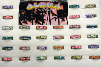 36 Colorful  Band  Rings  Assorted Styles- With free 36 pcs display Sized 5 thru 9  