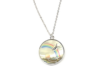  Vintage Rainbow Butterfly Necklace - Genuine mother of pearl 