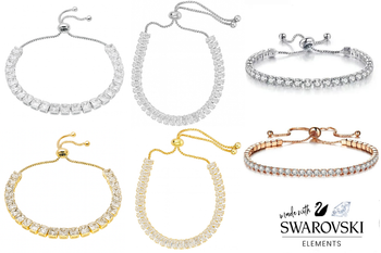 12 Assorted Slider Bracelets  made with Swarovski Elements- Simply Gorgeous !  