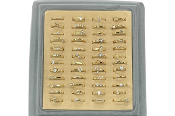 48  Women's Austrian Crystal  Rings-  Gold Overlay - sized 6 thru 9 