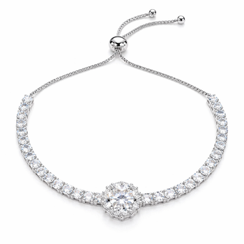 Tennis Slider Halo Bracelet  Sterling Silver overlay made with Swarovski Elements- Simply Gorgeous !  