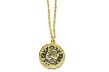 Gold Coin Pendant Necklace -Reproduction Coin-Liberty Coin