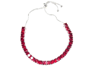 Tennis Slider Bracelet made with Ruby Swarovski Elements- Silver Overlay!  