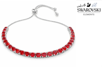 Tennis Slider Bracelet made with Ruby Swarovski Elements- Silver Overlay!  