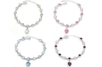 12 Heart Bracelets  made with Swarovski Elements- Latest Styles !  