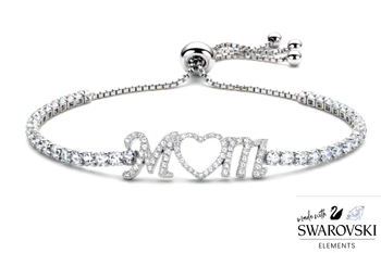 Mom Slider Bracelet made with Swarovski Elements 