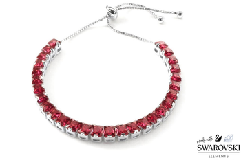  Tennis Slider Bracelet made with Pink Swarovski Elements- Silver Overlay!  