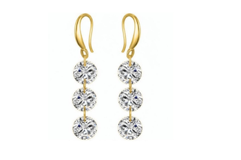  6.00 CTTW Naked Drill Earrings with Swarovski Elements- Gold Overlay 
