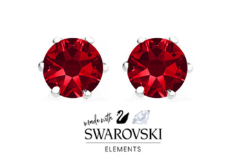 8mm Ruby  Stud Earrings Made with Swarovski Elements - 4 Carat Tw
