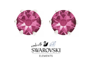  8mm Rose Stud Earrings Made with Swarovski Elements - 4 Carat Tw