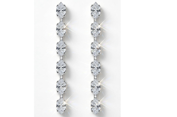 6 Stone Marquis  Dangle Earrings with Swarovski Elements- Silver Overlay 