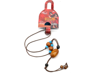 Vintage Disney camp rock necklace leather cord wooden bead authentic unisex- Hard to find item 