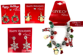 50 Pieces Christmas Jewelry- GORGEOUS!!   Brooches, Earrings & Bracelets - Lots & Lots of Different styles !!