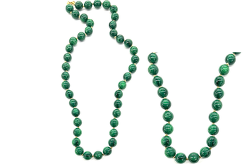 12 Vintage 1960s Hong Kong Green Lucite  Bead Necklaces Faux Malachite Look- Deadstock
