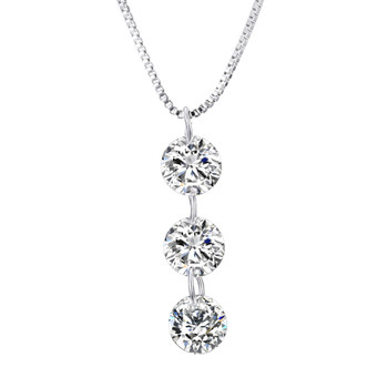 6.00 CTW Naked Drill Necklace Made with Swarovski Elements in Rhodium overlay 