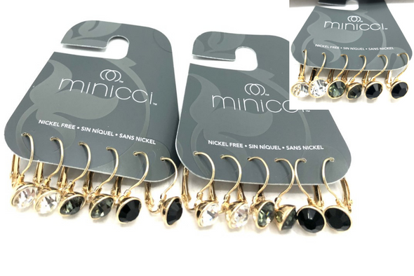 12 cards - 3 pair on each card ! Minicci Crystal Earrings