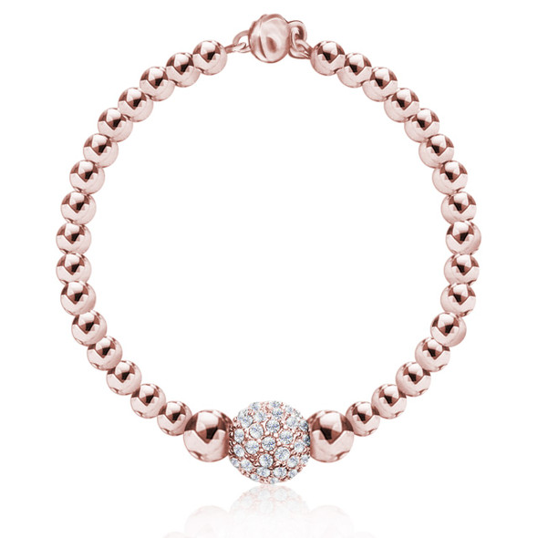 Beaded Bracelet made with Swarovski Crystals- Rose Gold