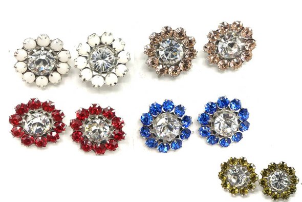 12 pair Swarovski Elements Flower Earrings  5 colors as shown  
