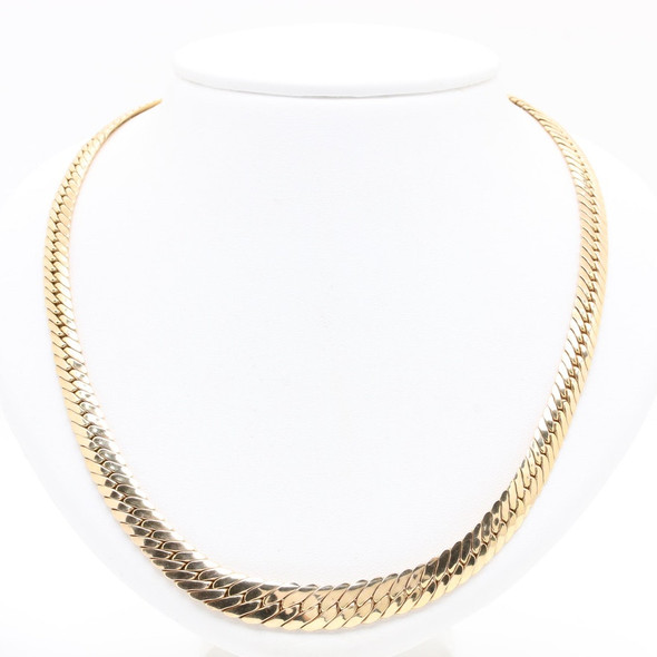 14KT GOLD PLATED HERRINGBONE CHAIN - 18 INCHES LONG- 8 mm wide - Made in USA