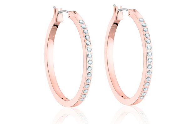 Outside Hoop  Earrings made with Swarovski elements - Rose Gold