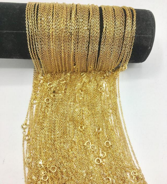 12 Pcs Fine Cable Chains 18 inches (1.5MM) 14 KT Gold Plated in USA -Will not Fade or Tarnish easily