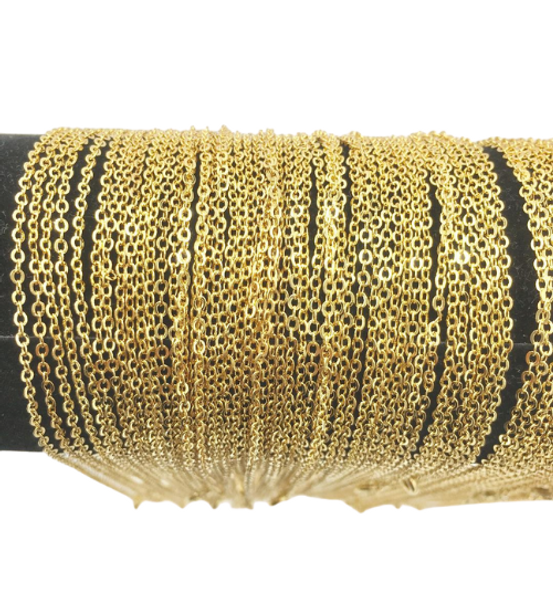 144 Pcs Fine Cable Chains 14 KT Gold Plated in USA 18 inches (1.5MM) Will not Fade or Tarnish easily