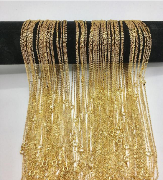 144 Pcs Fine Cable Chains 14 KT Gold Plated in USA 18 inches (1.5MM) Will not Fade or Tarnish easily