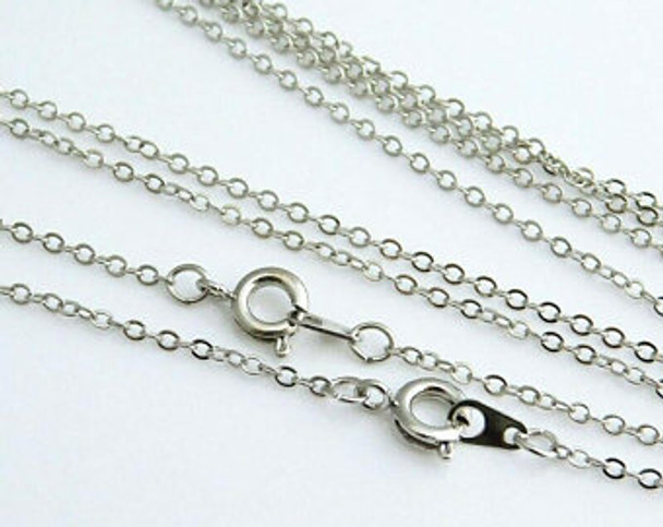 12 pcs Cable Chains Your choice of Sterling silver or Rhodium plate + Made in USA 18 inches (1.5MM) Will not Fade or Tarnish