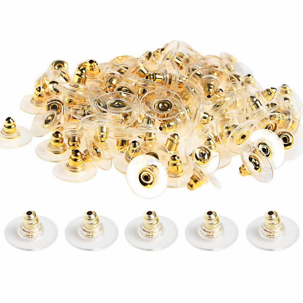  100 Pieces Bullet Earring Backs with Pad Hypoallergenic.-GOLD- MADE IN USA.