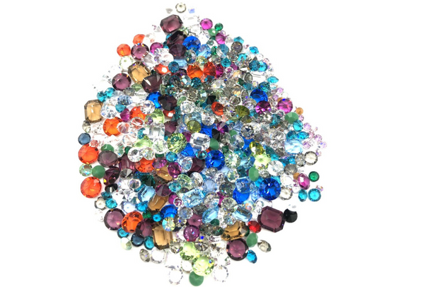 100 pieces Swarovski Crystal Stones Lot  mixed 4mm to 8mm - All Unfoiled  Mixed Colors Shapes