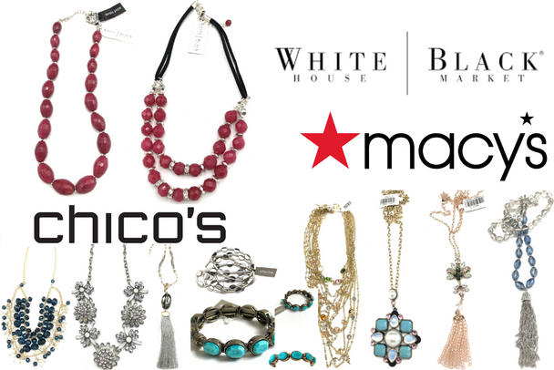 50 pcs High end Jewelry- Macy's, Chico's, White House Black Market- Necklaces, Bracelets Only !!