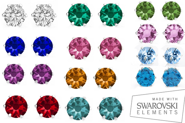 72 Pair Stud earrings  of our Best Sellers Swarovski Elements Jewelry- Your choice Sterling Silver Or Gold Overlay 