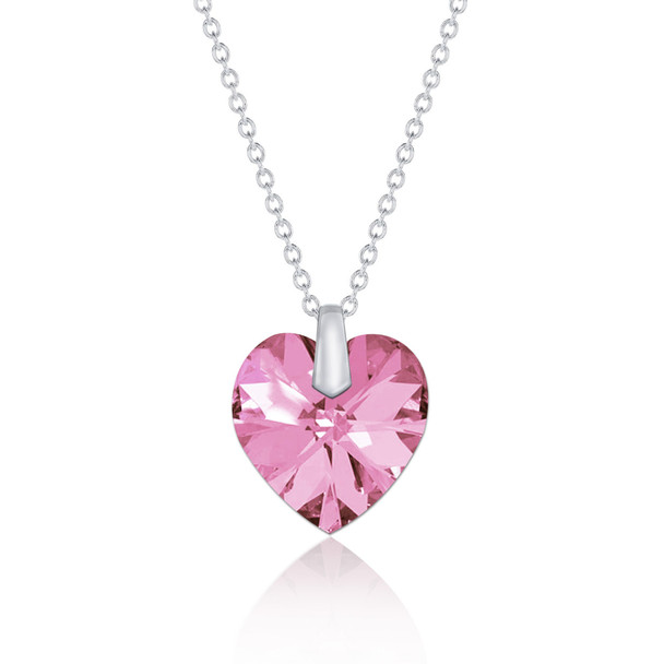 14mm  Heart Necklace  Made w/Swarovski Elements- Rose