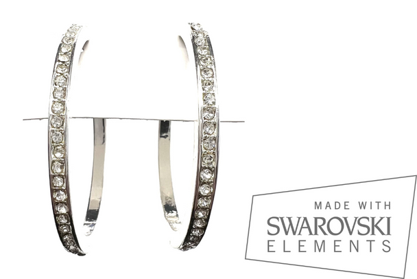 Large Outside Hoop  Earrings made with Swarovski elements - Sterling Silver Overlay
