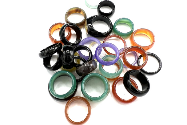 50 pcs Genuine Stone Band  Rings  Assorted Styles- ONLY ..99 Cents each 