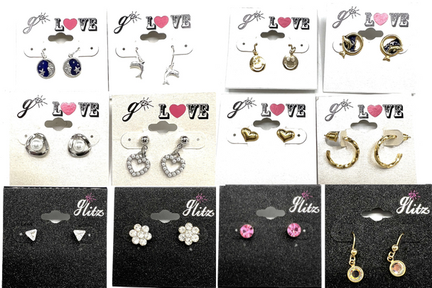 100  Pair Closeout Earrings -300 different styles-unbelievably Priced at Only .49 cents pair !!