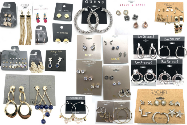 50 pair of 23 different Name Brand & Designer Earring Lot- Below Wholesale !!  Only $ 2.58 Pair 