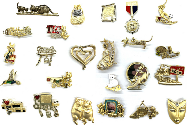 25  Vintage Danecraft + AJC Brooches - 50 DIFFERENT STYLES