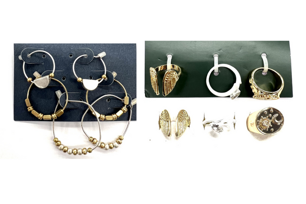 150  Dept Store  Earrings, Rings + Necklace - 10 styles   - Only .59 cents a card 