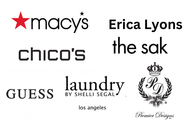 25 pcs Name Brand & Designer All high End Jewelry- Over 50 Different Styles !! - 100 % WILL BE ONLY These Name Brand & Designers:  Chico's , Macy's. The Sak, Guess, Premier designs, Erica Lyons  & Shelli Segal
