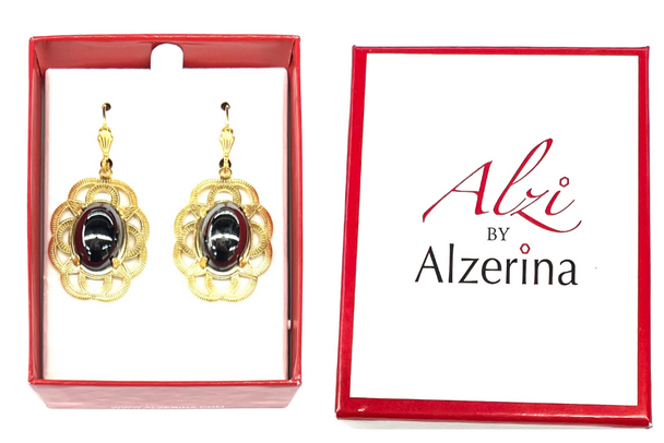 Magnolia Earrings  By Alzerina Jewelry - Jet Hematite comes boxed -  Vintage -Gorgeous!! 