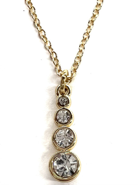 4 stone Necklace Made w/Swarovski Elements gold overlay 