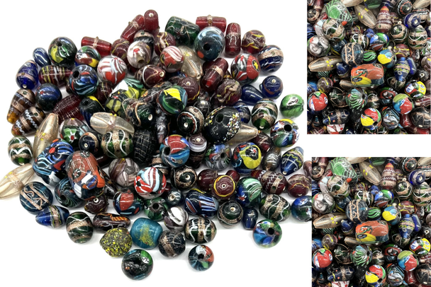 10 LBS Vintage India Glass Bead Assorted Shapes + Colors- Made before 1985