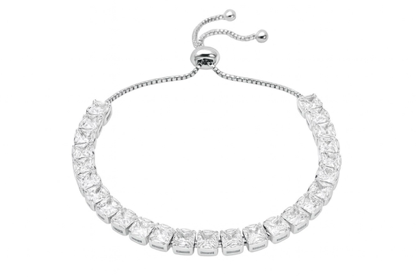 Tennis Slider Radiant  Bracelet  Sterling Silver  overlay made with Swarovski Elements- Simply Gorgeous !  
