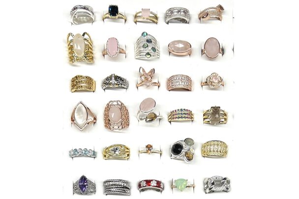 36 pcs  Women's Rings- Sterling Silver , Gold & Rose Gold Overlay - 72 Different Styles 