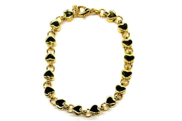  14 KT GOLD OVERLAY HEART  BRACELET- Plated in USA 