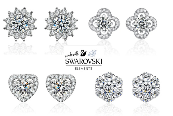 12  Pair Assorted Earrings made with Swarovski Elements- Latest Styles !